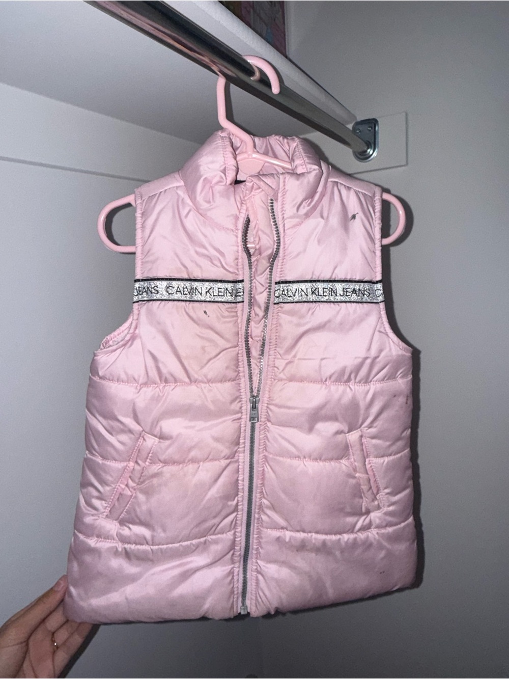 Calvin Klein Jeans Light Pink Quilted Puffer Vest for Kids